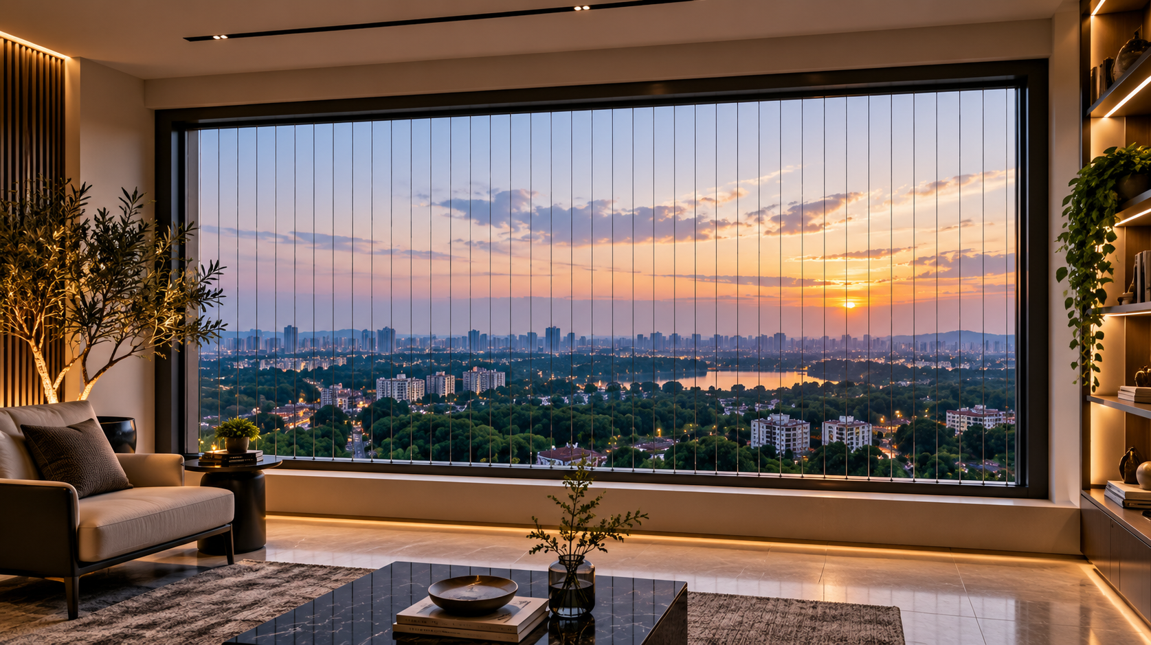Minimal invisible grill installation with an open view from a Pune home